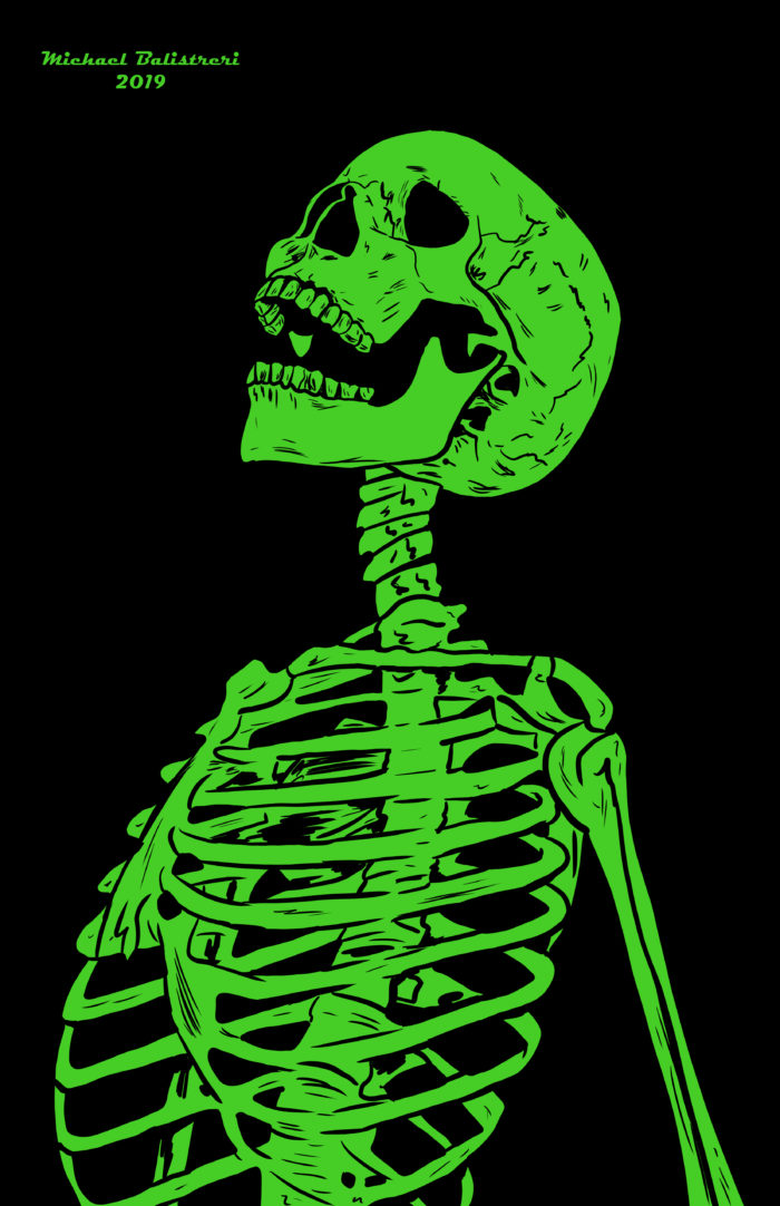 neon green skeleton